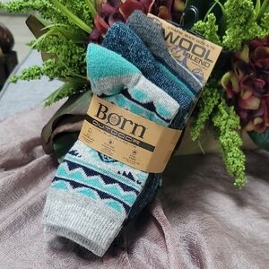 Born Wool Blend Socks - Blue and Gray